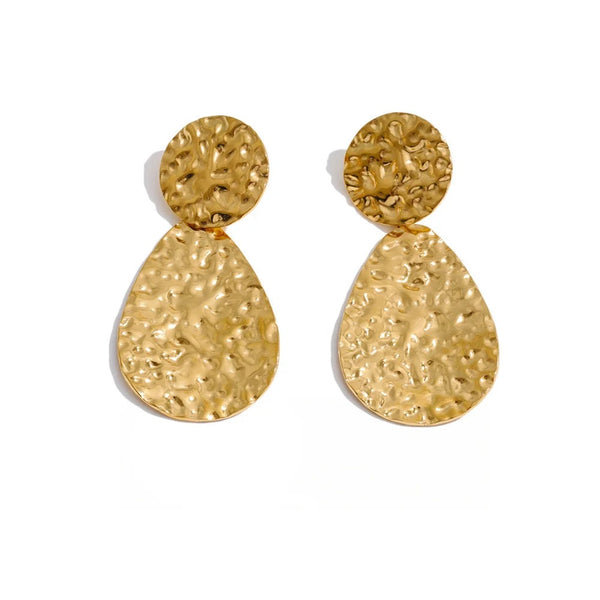 Gold-plated stainless steel earrings with a drop shape.