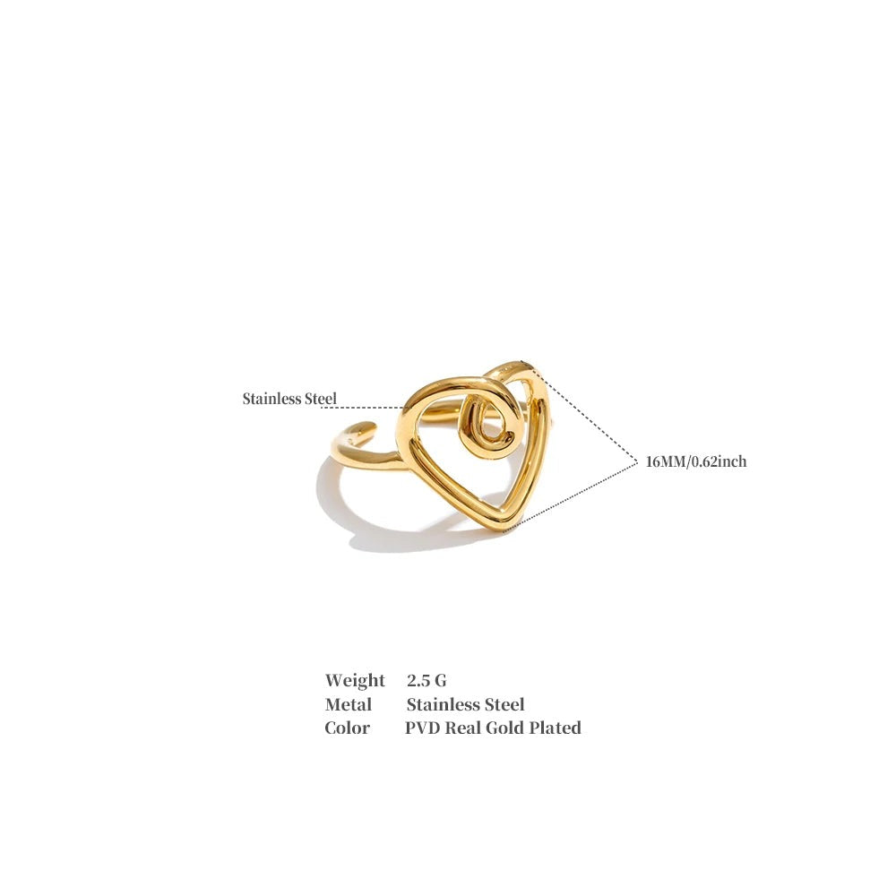 Heart ring in 18K gold-plated stainless steel.
