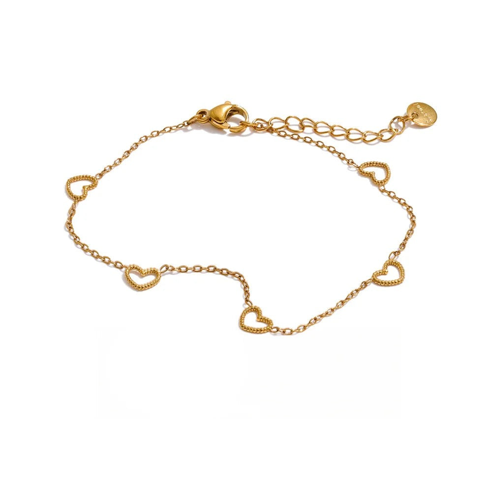 Gold-plated stainless steel bracelet with a heart charm.