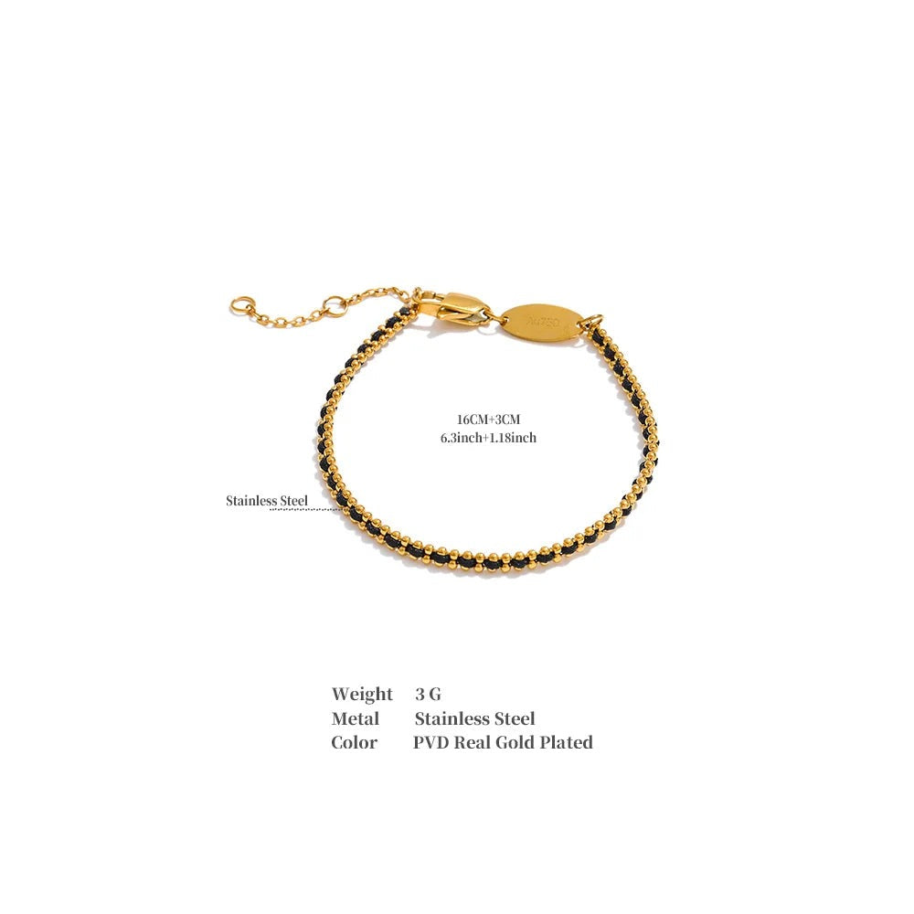 Black geometric chain necklace in gold-plated stainless steel.