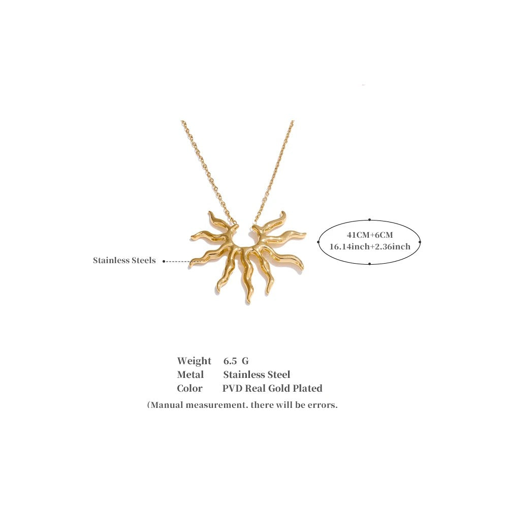Sun geometric necklace in gold-plated stainless steel.