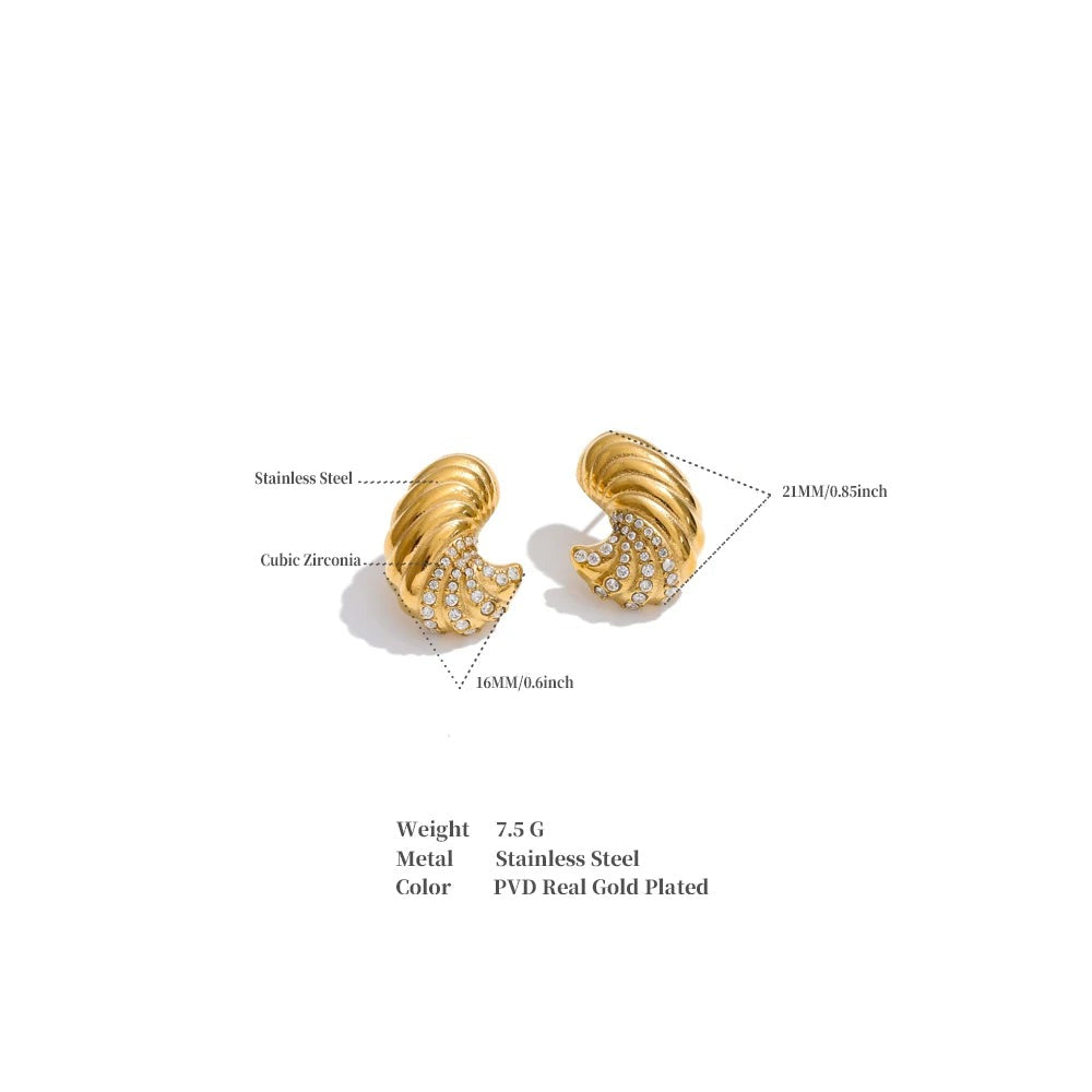 Cubic Zirconia Geometric Earrings — Gold-Plated Stainless Steel with Cubic Zirconia · PS917