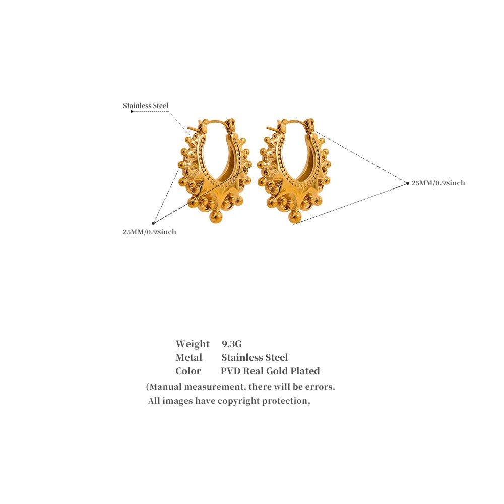 Vintage geometric earrings in gold-plated stainless steel.