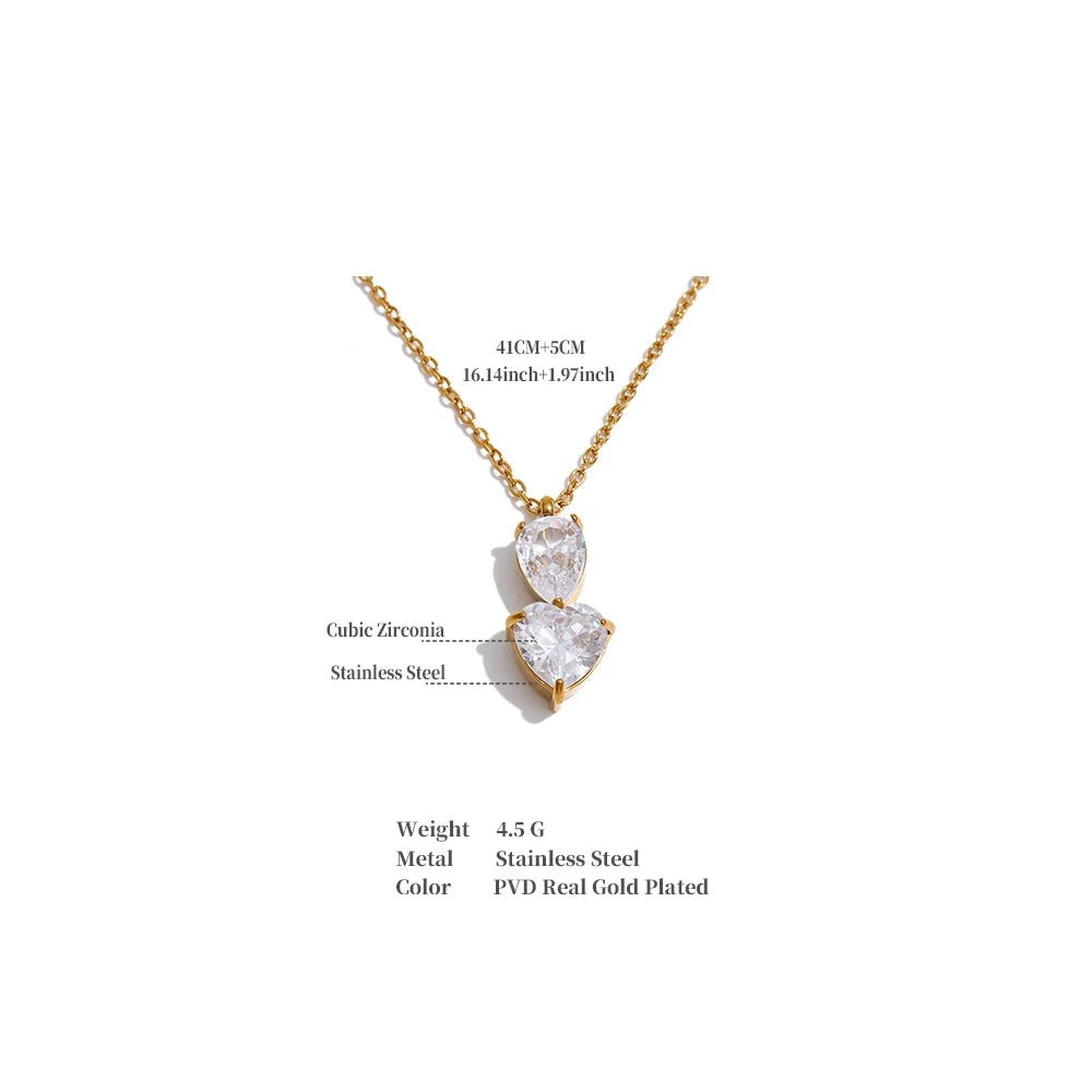 Cubic zirconia geometric necklace in gold-plated stainless steel with cubic zirconia.