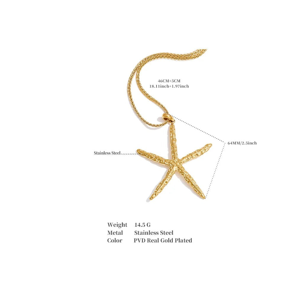 Star geometric necklace in gold-plated stainless steel.