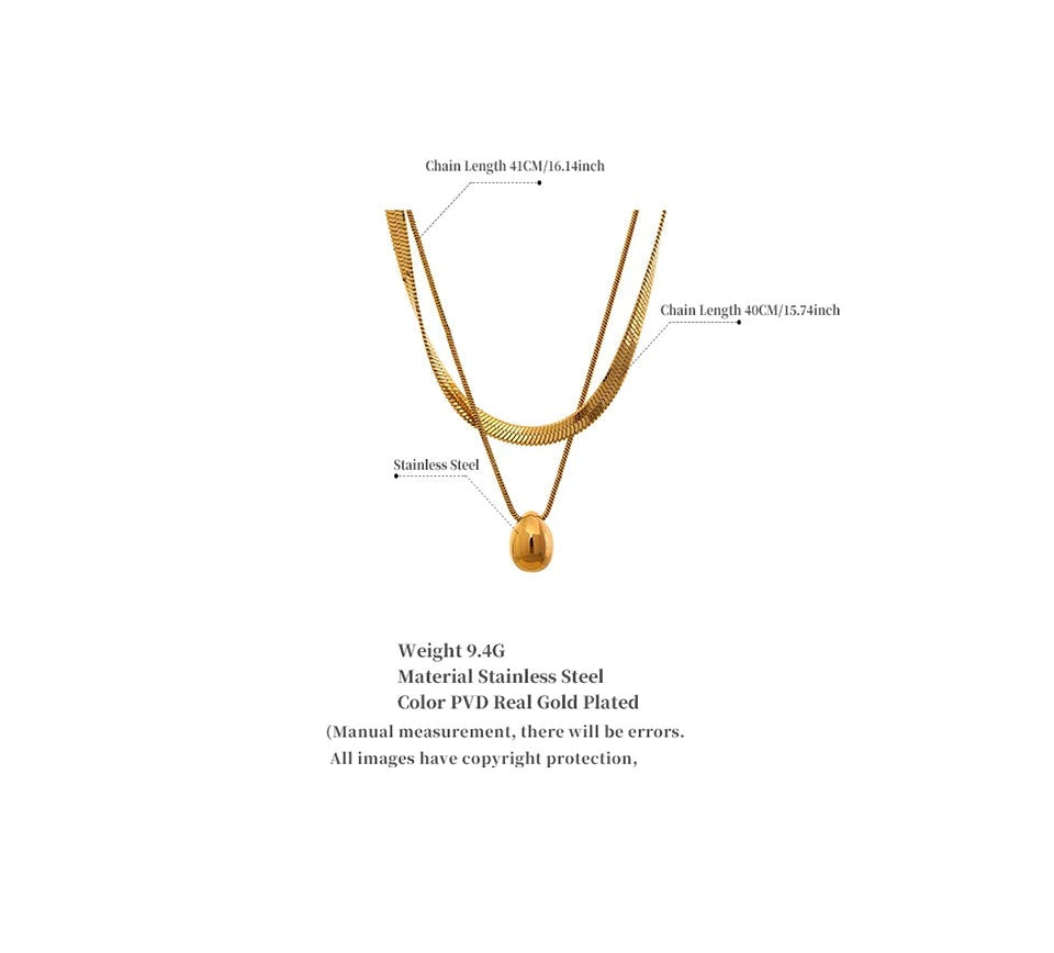 Snake geometric chain necklace in gold-plated stainless steel.