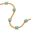 Blue natural stone snake necklace in gold-plated stainless steel with natural stone.