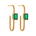 Black cubic zirconia geometric earrings in 18K gold-plated stainless steel with cubic zirconia.