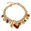 Acrylic heart flower necklace in gold-plated stainless steel with acrylic.