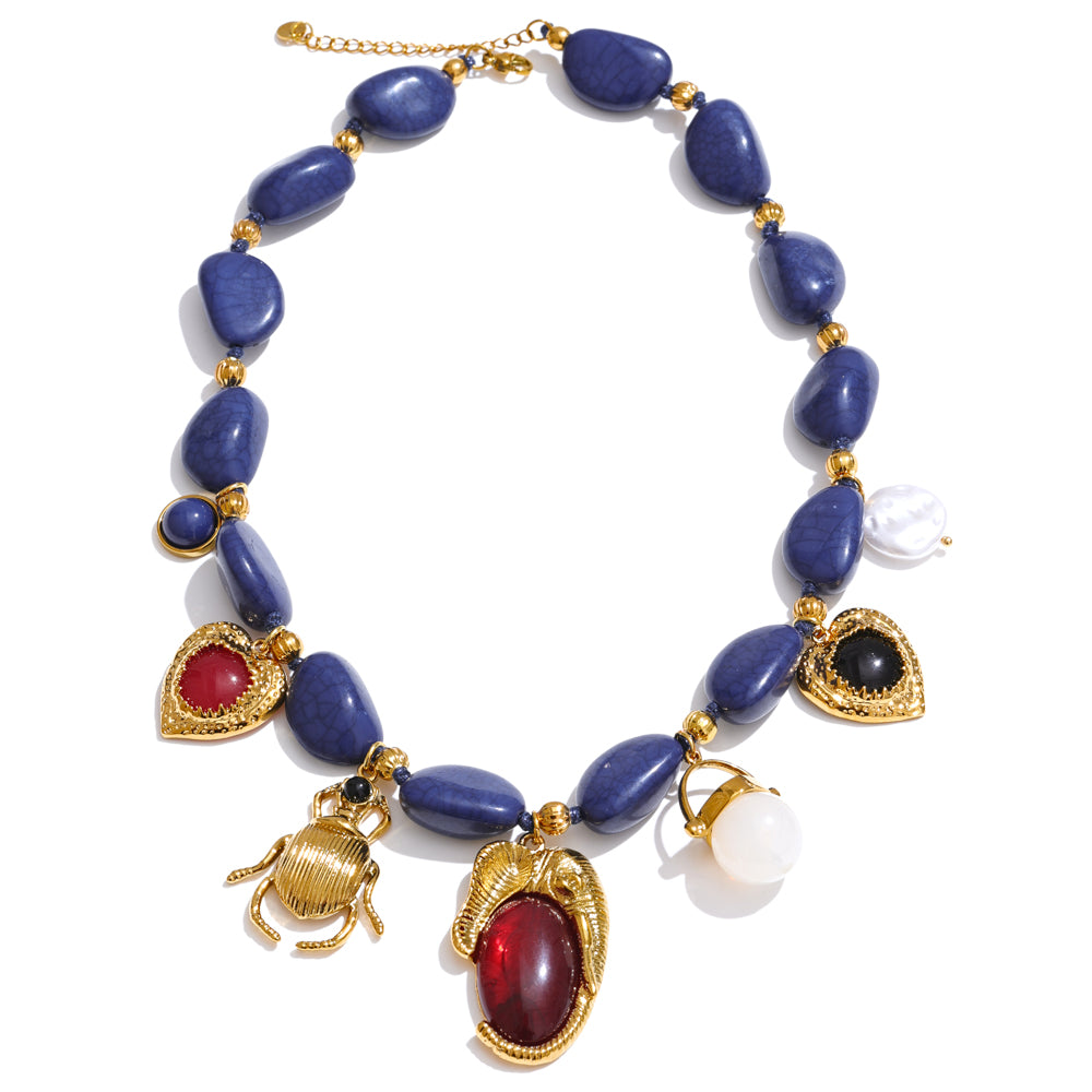 Blue Pearl Acrylic Earrings — Gold-Plated Stainless Steel with Pearl and Acrylic · PS2013