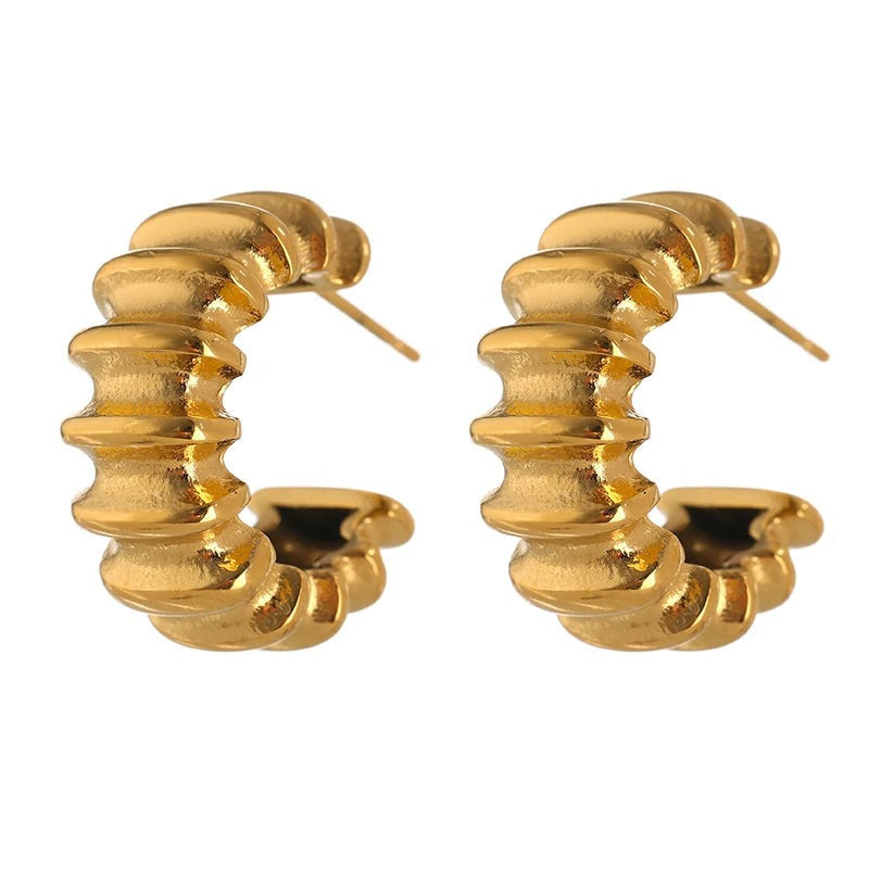 Gold-plated stainless steel earrings with a twisted design.