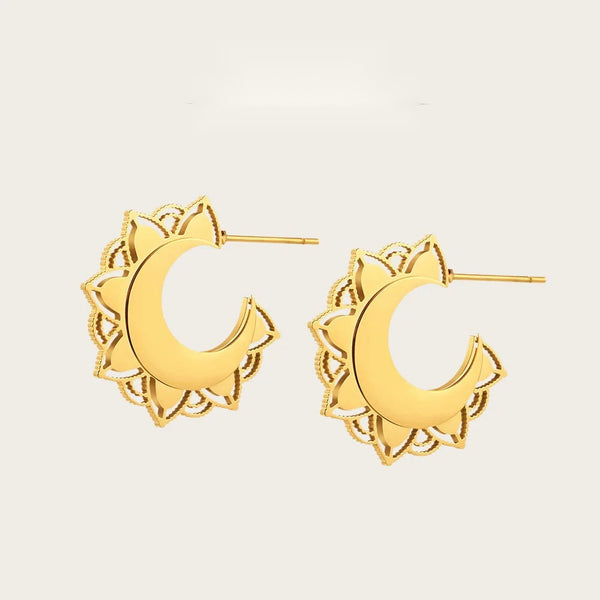 Hoop Earrings Metal C Shaped Geometric — 316L Stainless Steel · PS460