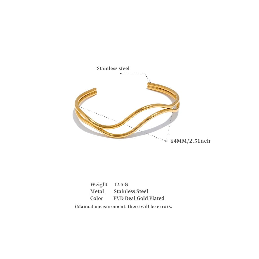 Geometric Layered Bracelet — Gold-Plated Stainless Steel · PS1626
