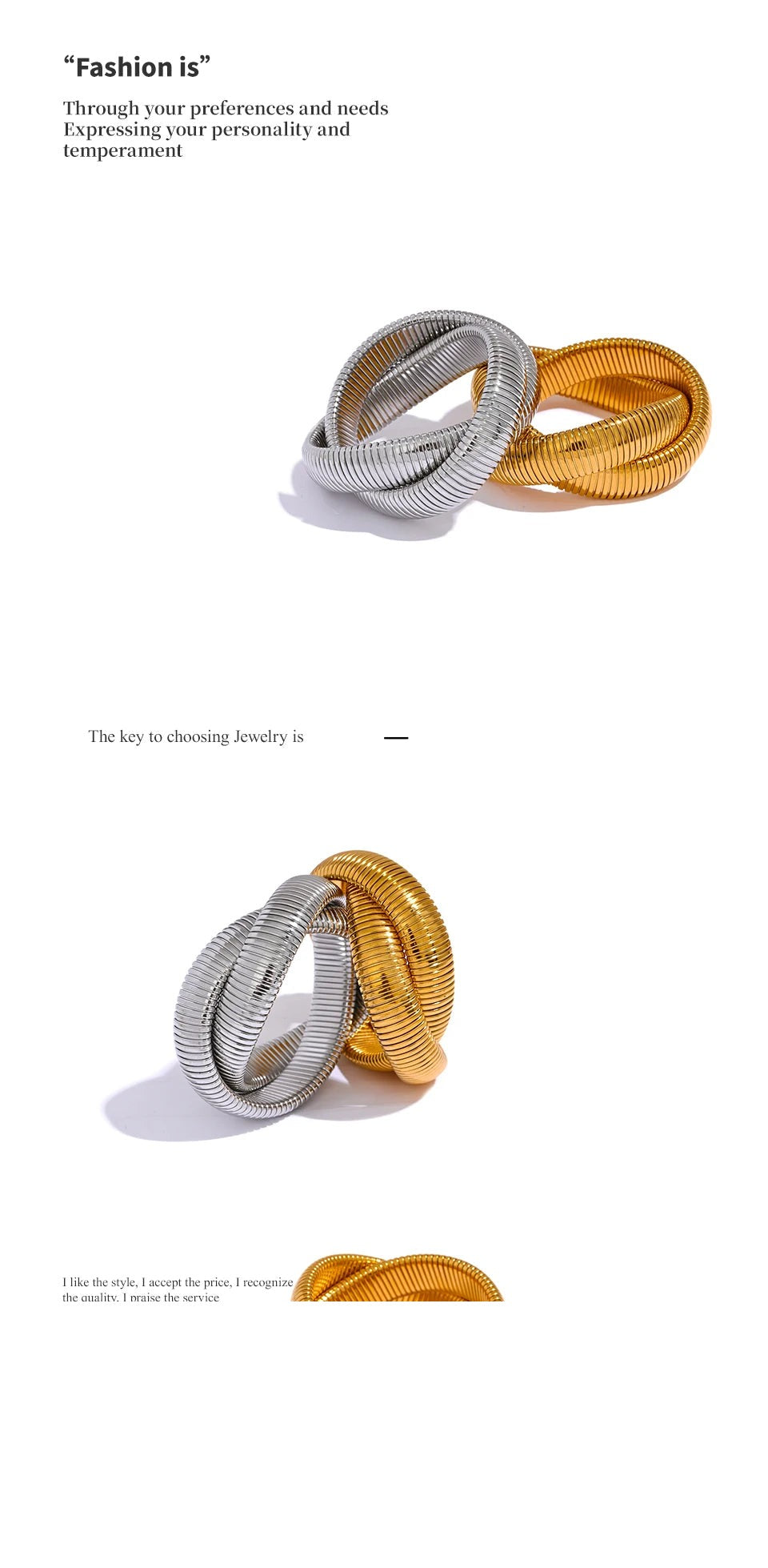 Geometric bracelet in gold-plated 316L stainless steel.