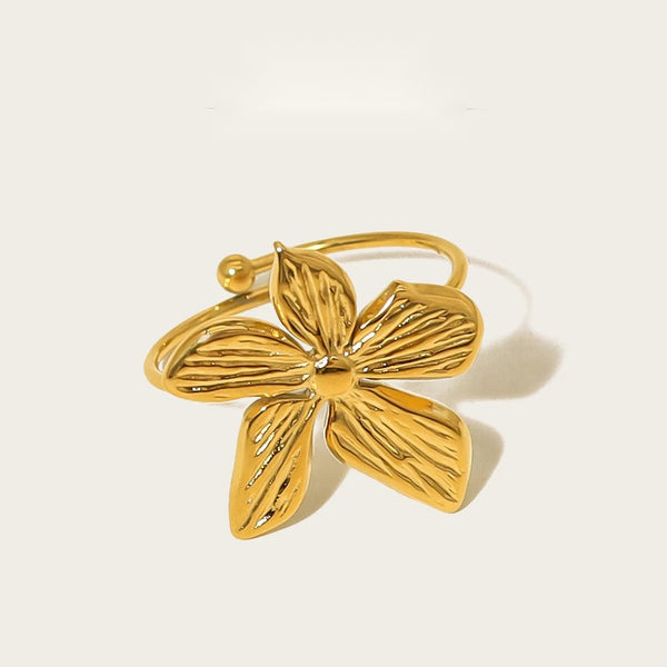 Irregular Flower Ring Vintage Adjustable — 316L Stainless Steel · PS445