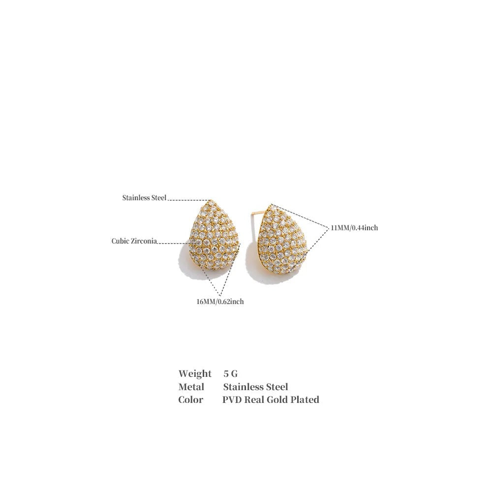 Cubic Zirconia Earrings — Gold-Plated Stainless Steel with Cubic Zirconia · PS1165