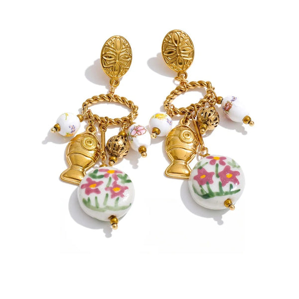 Flower Earrings — Gold-Plated Stainless Steel · PS1661
