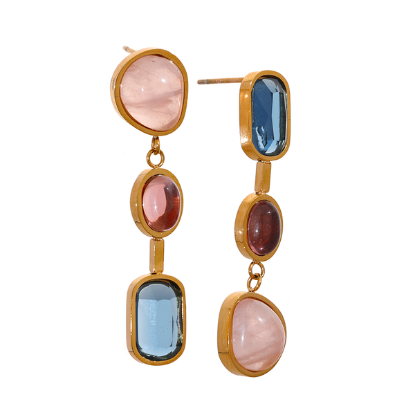 Gold-plated earrings with natural stone accents.