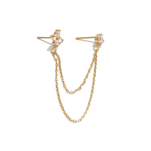 Gold-plated stainless steel earrings with cubic zirconia.