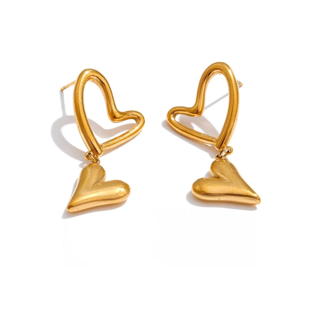 Gold-plated stainless steel heart earrings.