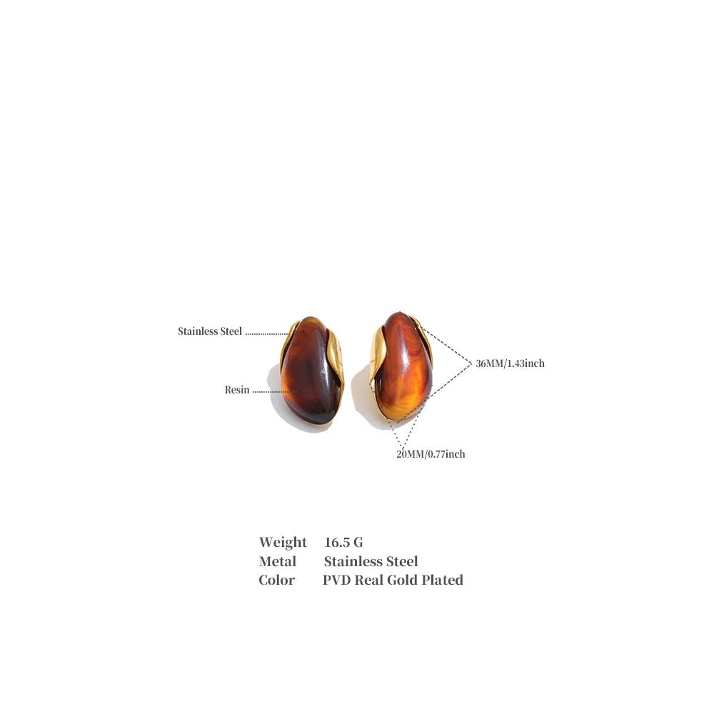 Resin acrylic multi-color earrings in gold-plated stainless steel with resin and acrylic.