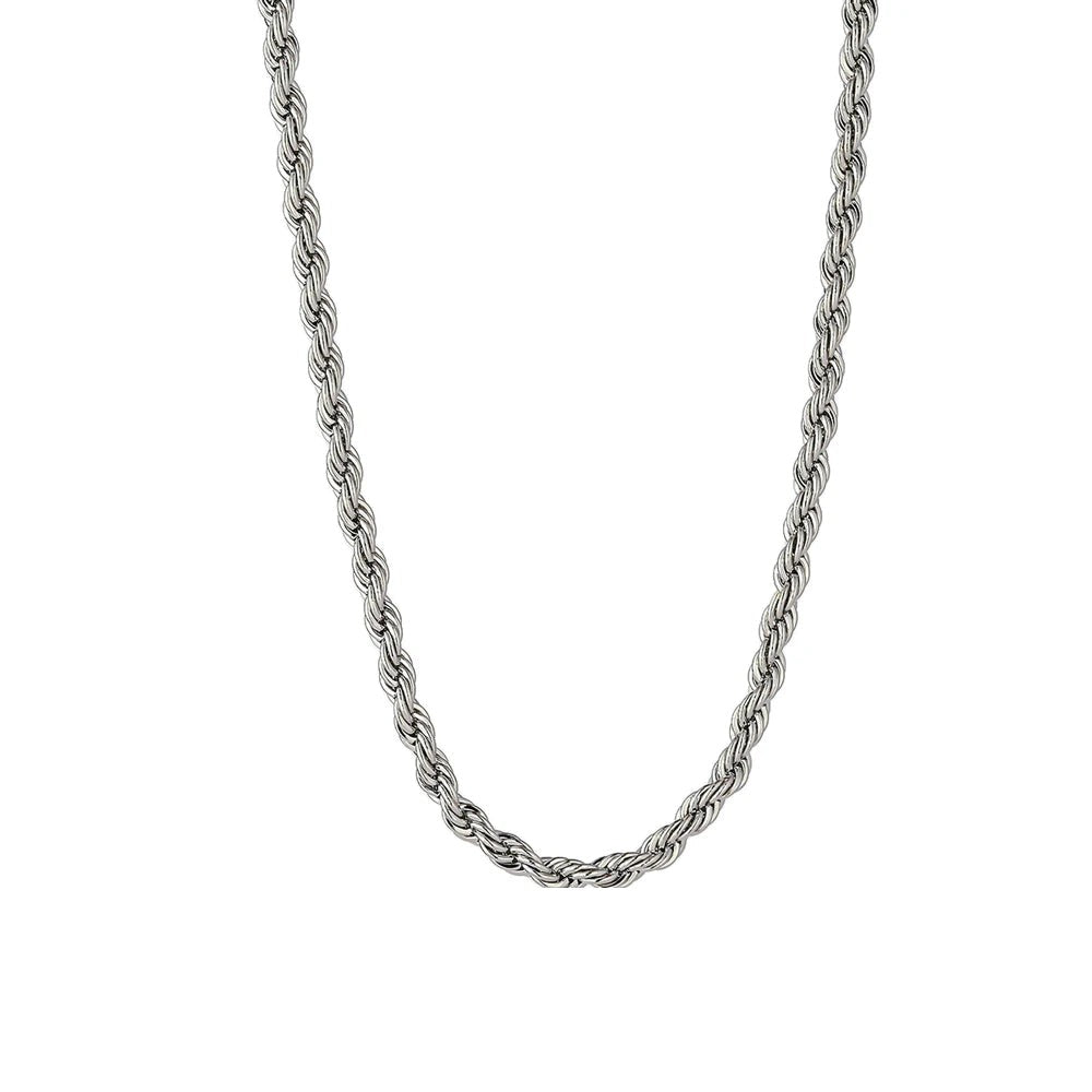 Minimalist geometric chain necklace in gold-plated stainless steel.