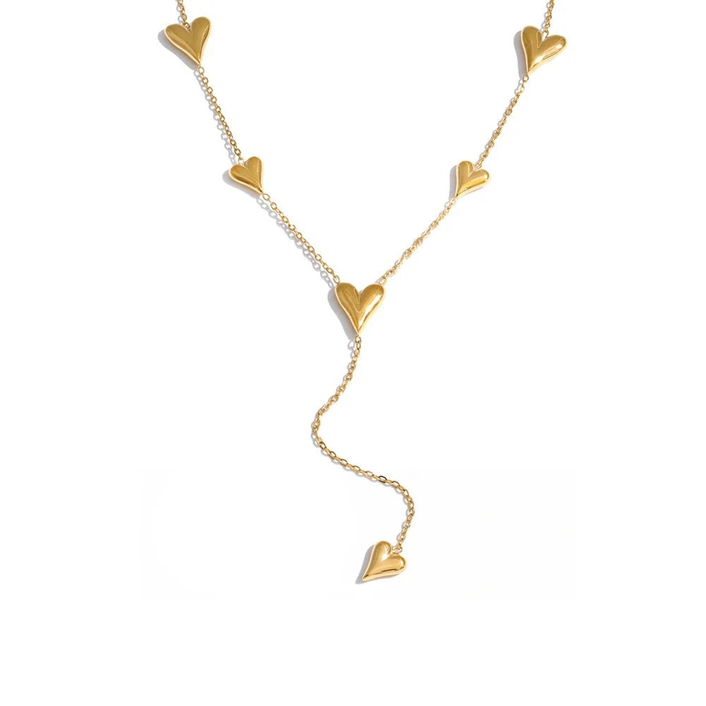 Gold-plated stainless steel necklace with a heart pendant and a snake chain.