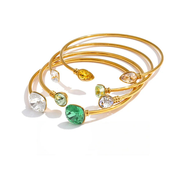 Crystal Geometric Bracelet — Gold-Plated Stainless Steel with Crystal · PS1121