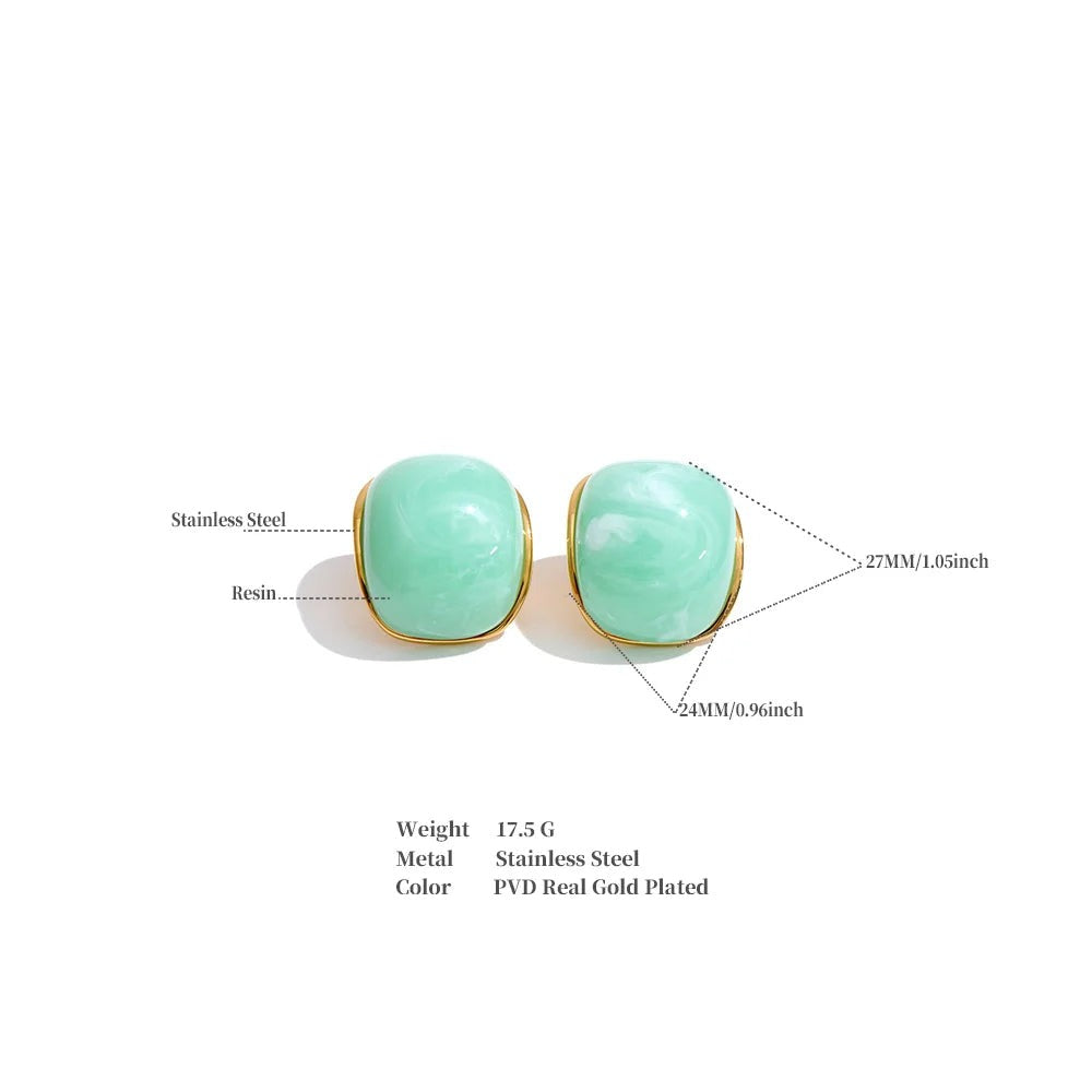 Resin Acrylic Y2K Earrings — Gold-Plated Stainless Steel with Resin and Acrylic · PS1858