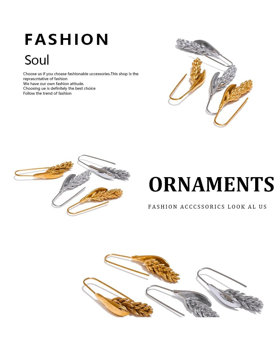 Geometric earrings in gold-plated 316L stainless steel.