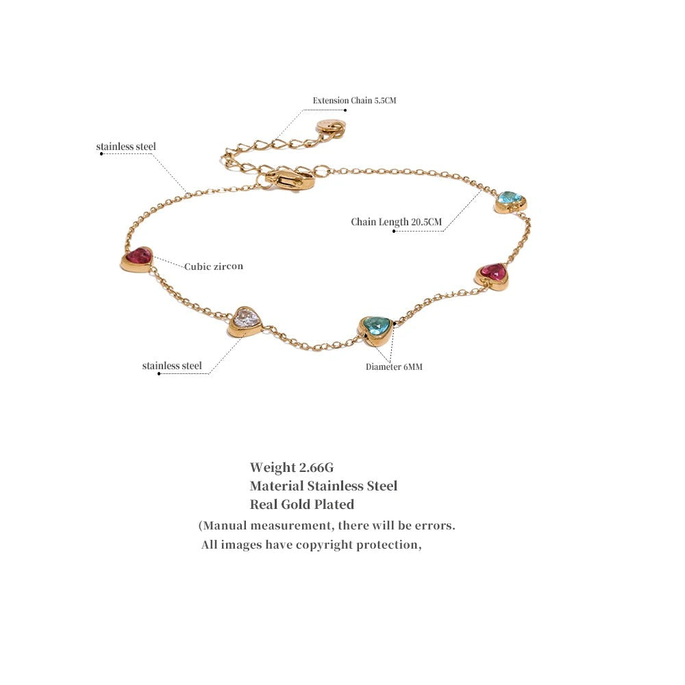 White Cubic Zirconia Heart Necklace — Gold-Plated Stainless Steel with Cubic Zirconia · PS2304