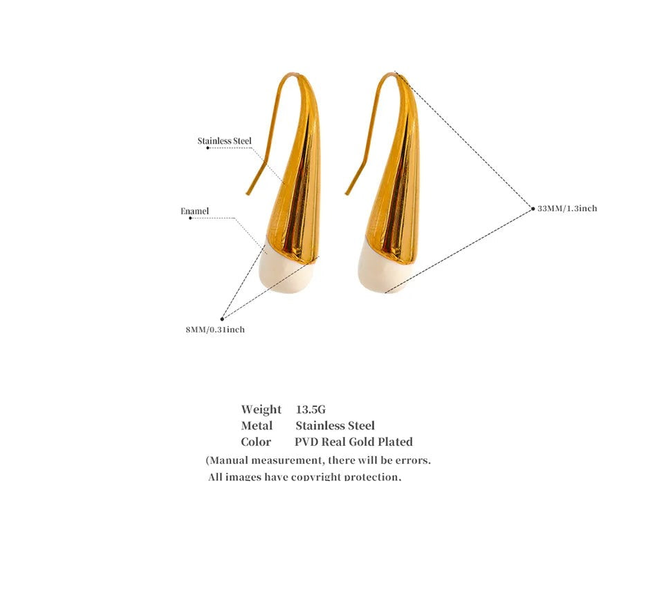 Enamel Geometric Earrings — Gold-Plated 316L Stainless Steel with Enamel · PS1605