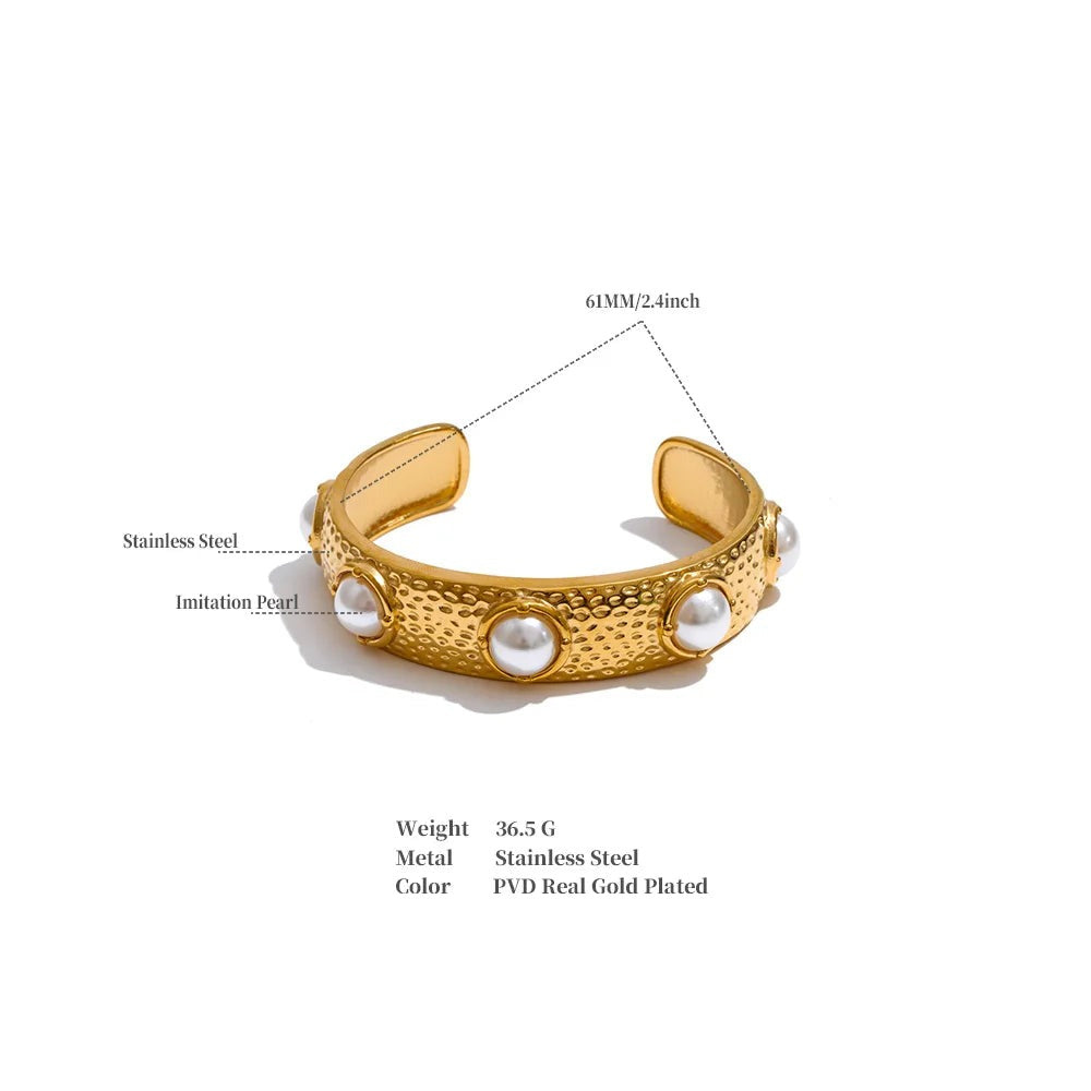 Pearl Geometric Bracelet — Gold-Plated Stainless Steel with Pearl · PS1399