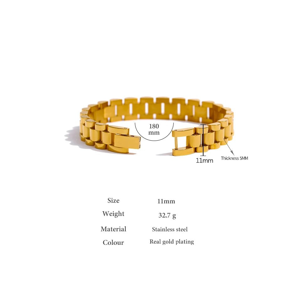 Geometric Chain Bracelet — Gold-Plated Stainless Steel · PS1930