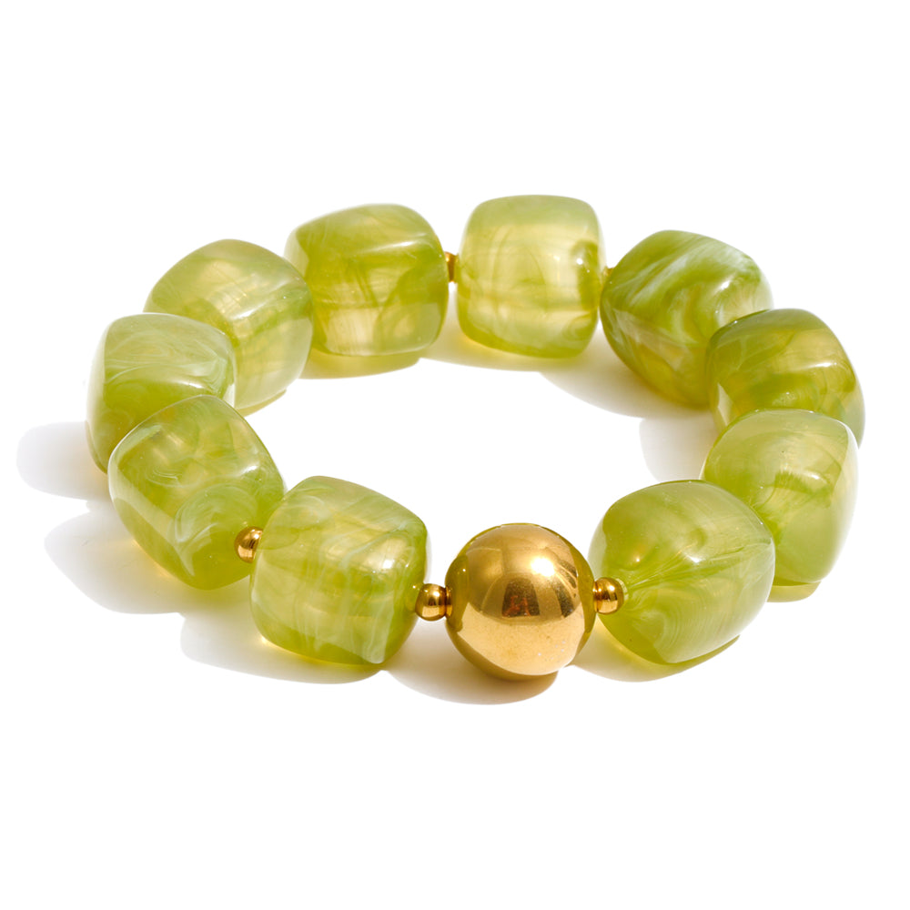 Acrylic Beaded Geometric Necklace — Gold-Plated Stainless Steel with Acrylic · PS2198