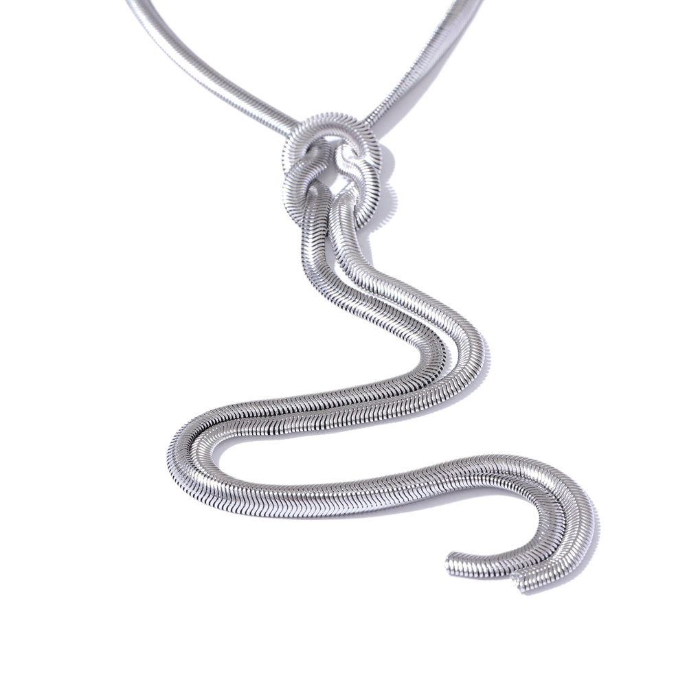 Snake geometric chain necklace in gold-plated stainless steel.