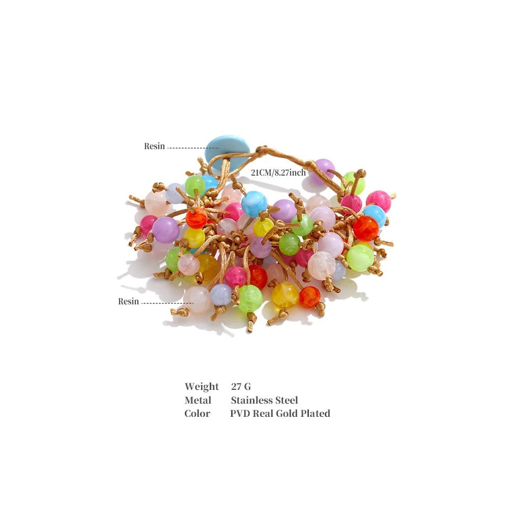 Resin beaded multi-color bracelet in resin.