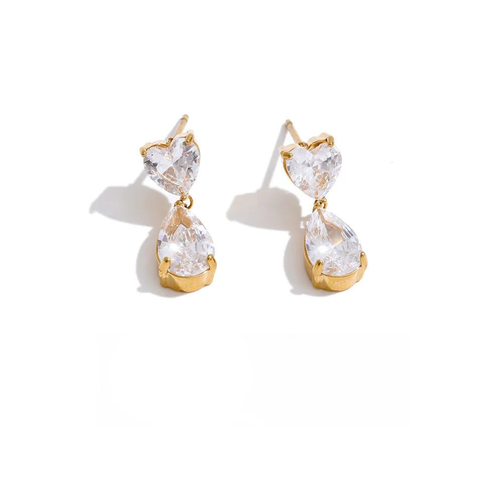 Gold-plated stainless steel earrings with cubic zirconia.