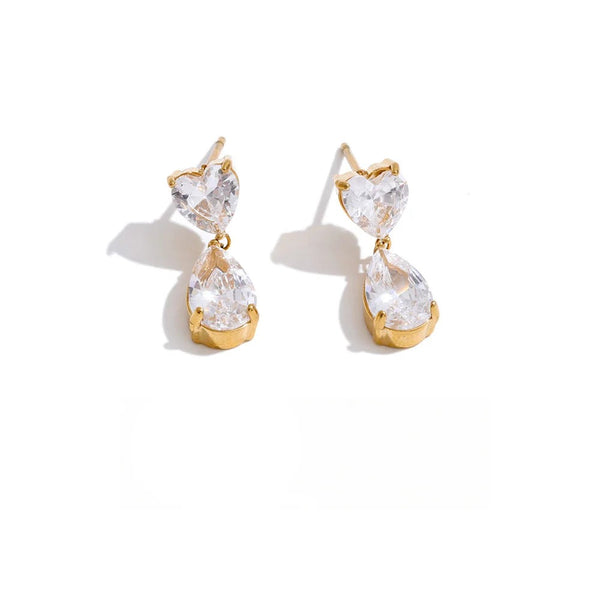 Gold-plated stainless steel earrings with cubic zirconia.