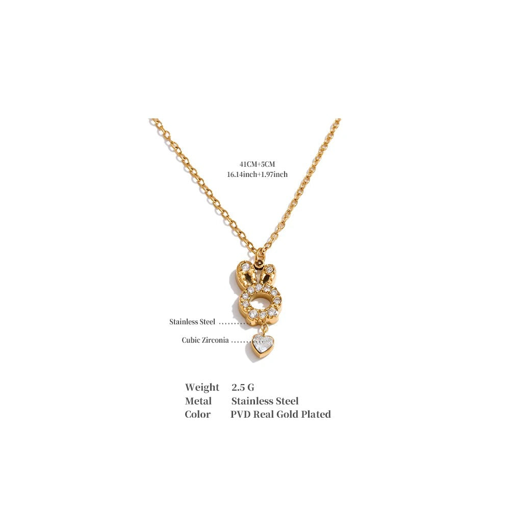 Cubic zirconia necklace in gold-plated stainless steel with cubic zirconia.