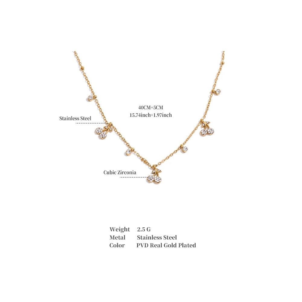 Cubic zirconia geometric necklace in gold-plated stainless steel with cubic zirconia.