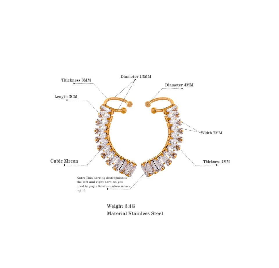 Cubic Zirconia Geometric Earrings — 18K Gold-Plated Stainless Steel with Cubic Zirconia · PS1655