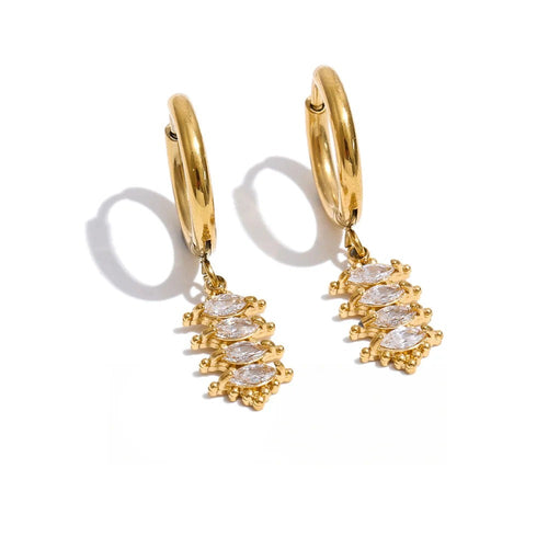 Cubic Zirconia Geometric Earrings — Gold-Plated Stainless Steel with Cubic Zirconia · PS1302
