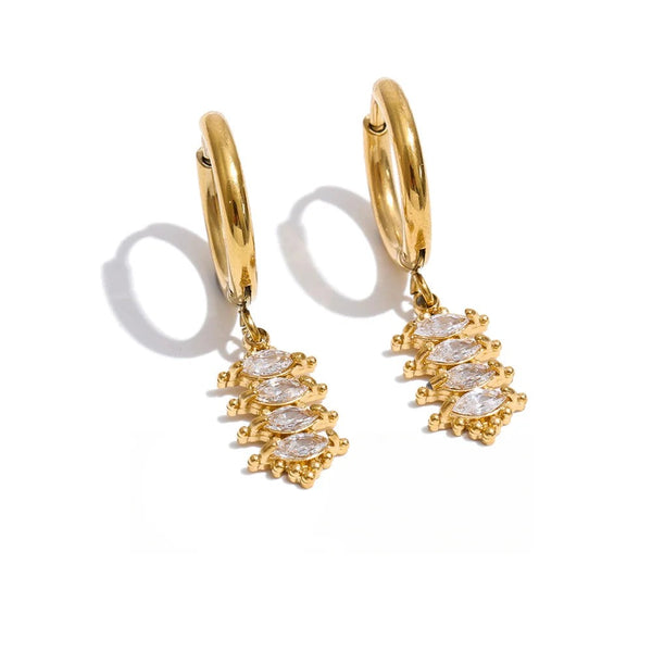 Cubic Zirconia Geometric Earrings — Gold-Plated Stainless Steel with Cubic Zirconia · PS1302