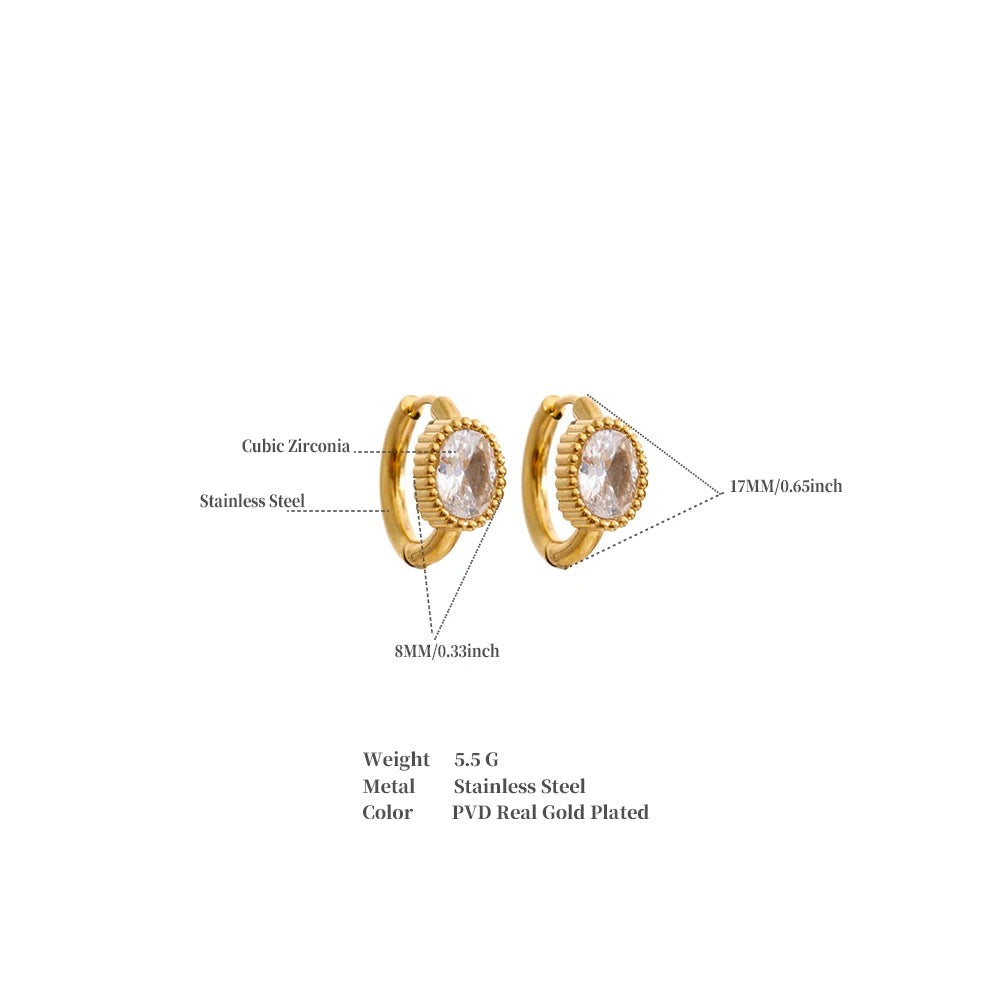 Cubic Zirconia Geometric Earrings — 14K Gold-Plated Stainless Steel with Cubic Zirconia · PS1431