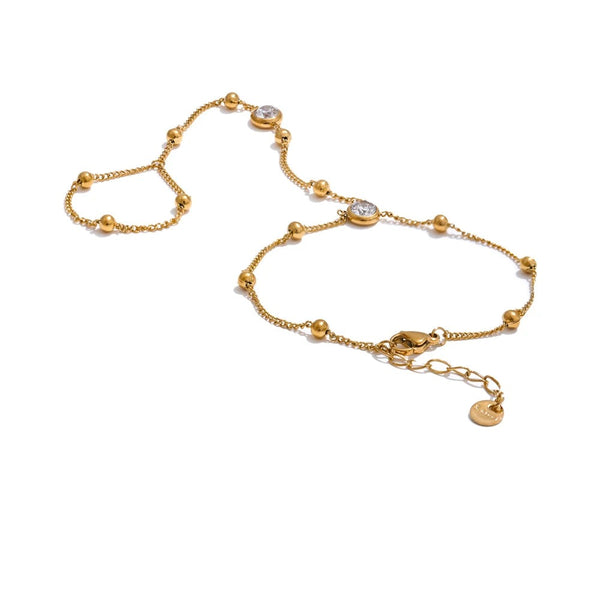 Cubic Zirconia Chain Bracelet — Gold-Plated Stainless Steel with Cubic Zirconia · PS2107