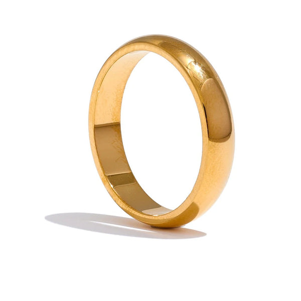 Gold-plated stainless steel ring with a simple band design.