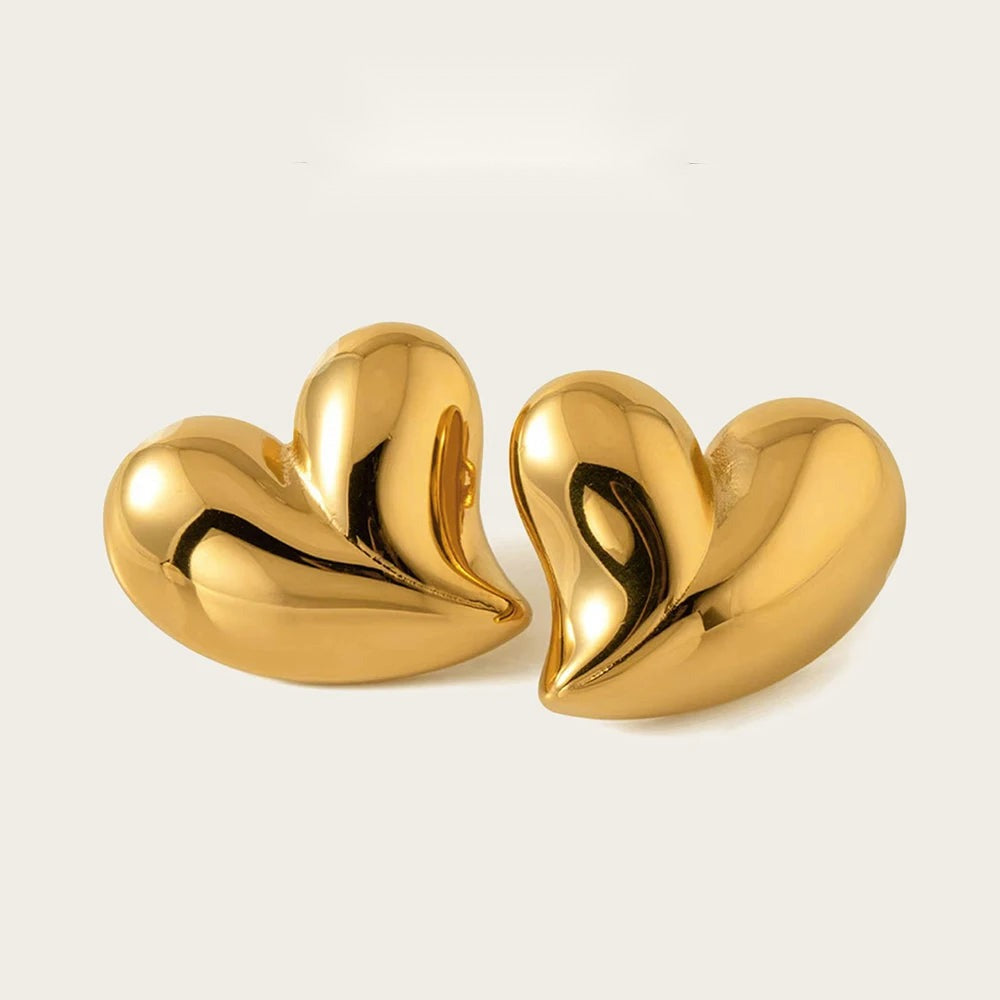 Stud Earrings Asymmetric Heart Glossy — 316L Stainless Steel · PS426