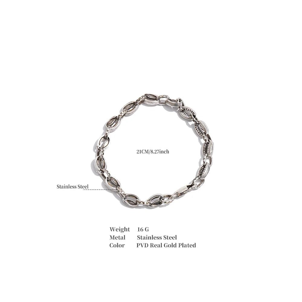 Vintage Geometric Chain Bracelet — Gold-Plated Stainless Steel · PS1366