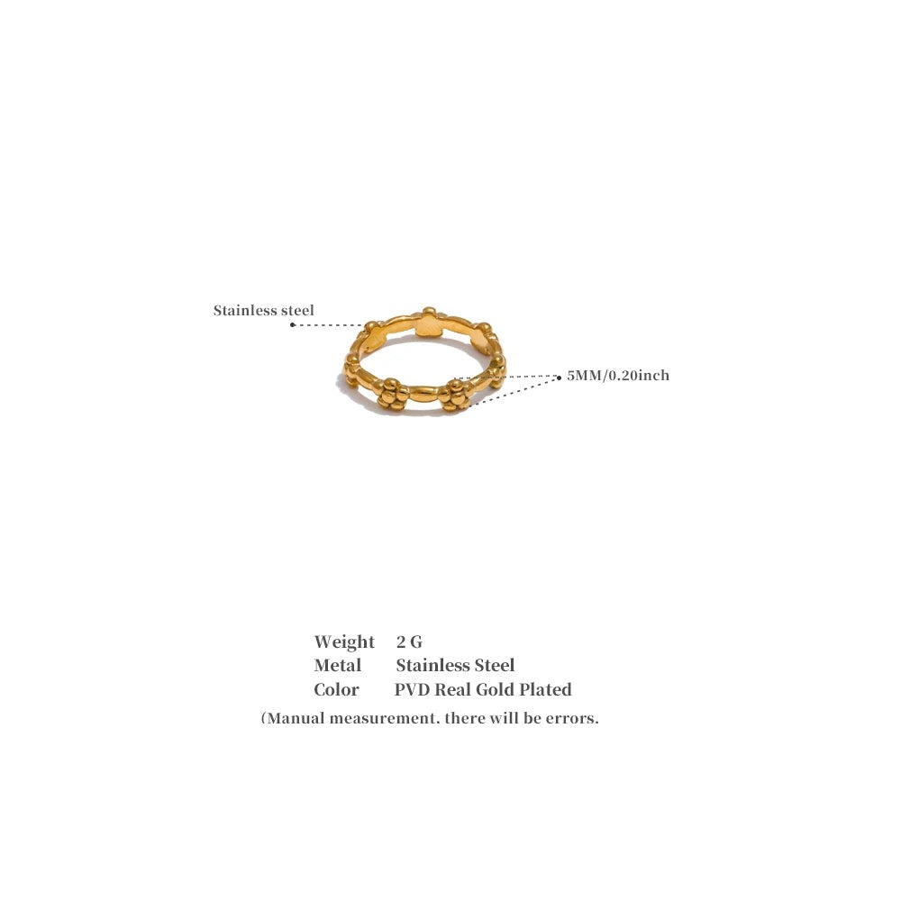 Flower ring in 18K gold-plated stainless steel.